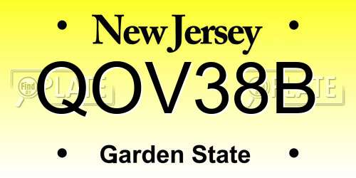 QOV38B New Jersey License Plate