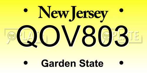 QOV803 New Jersey License Plate