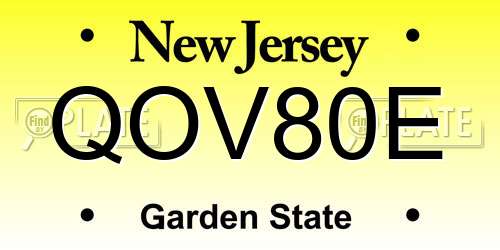 QOV80E New Jersey License Plate