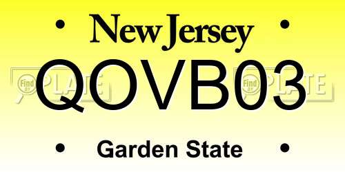 QOVB03 New Jersey License Plate