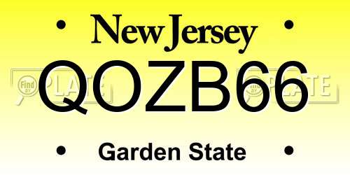 QOZB66 New Jersey License Plate