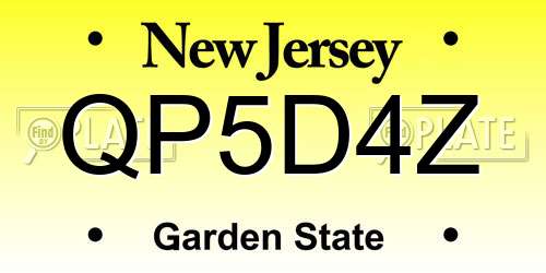 QP5D4Z New Jersey License Plate