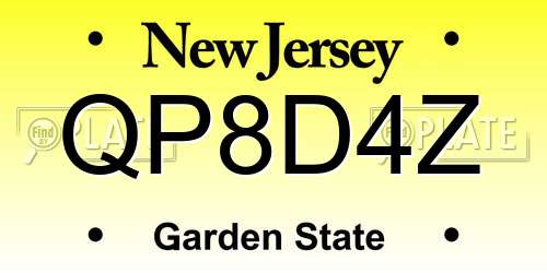 QP8D4Z New Jersey License Plate