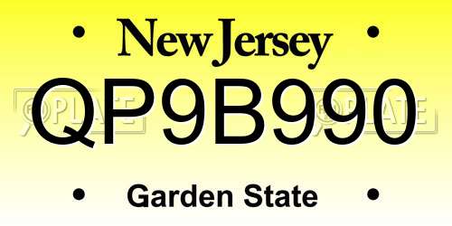 QP9B990 New Jersey License Plate