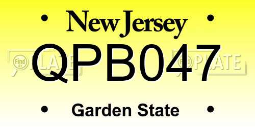 QPB047 New Jersey License Plate