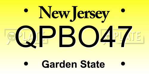 QPBO47 New Jersey License Plate