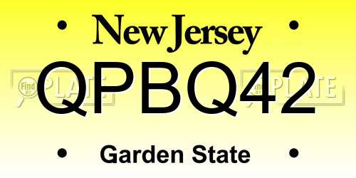 QPBQ42 New Jersey License Plate