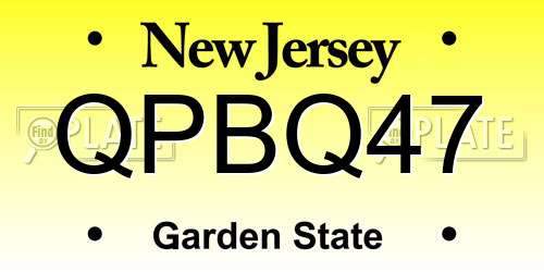 QPBQ47 New Jersey License Plate