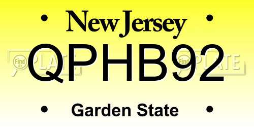 QPHB92 New Jersey License Plate