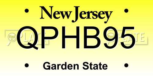 QPHB95 New Jersey License Plate