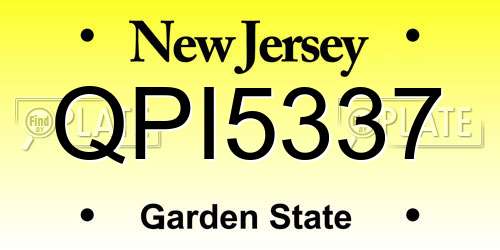 QPI5337 New Jersey License Plate