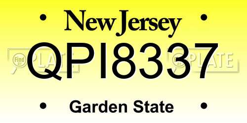 QPI8337 New Jersey License Plate