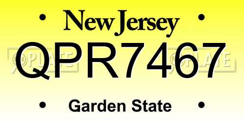 QPR7467 New Jersey License Plate