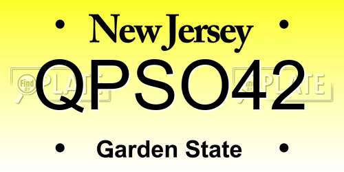 QPSO42 New Jersey License Plate