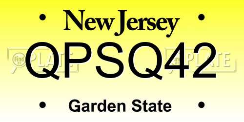 QPSQ42 New Jersey License Plate