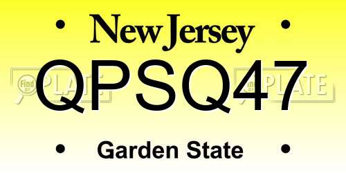 QPSQ47 New Jersey License Plate