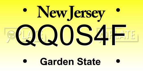 QQ0S4F New Jersey License Plate