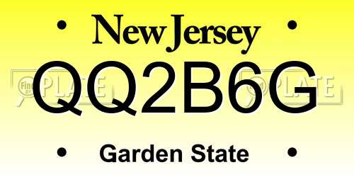 QQ2B6G New Jersey License Plate