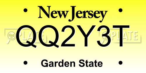 QQ2Y3T New Jersey License Plate