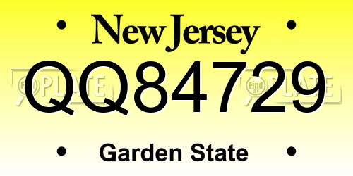 QQ84729 New Jersey License Plate
