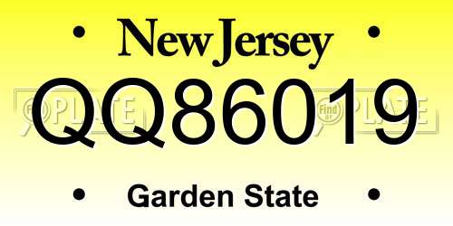 QQ86019 New Jersey License Plate