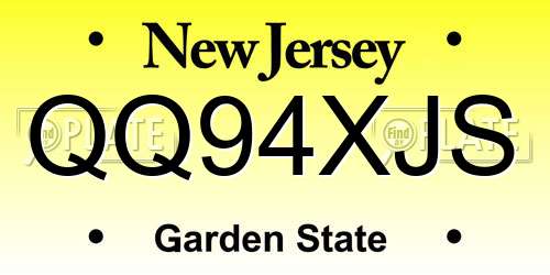 QQ94XJS New Jersey License Plate