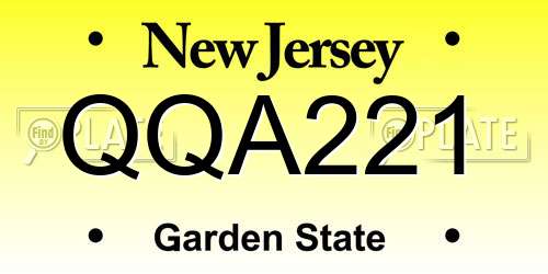 QQA221 New Jersey License Plate