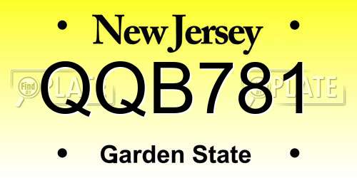 QQB781 New Jersey License Plate