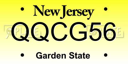 QQCG56 New Jersey License Plate