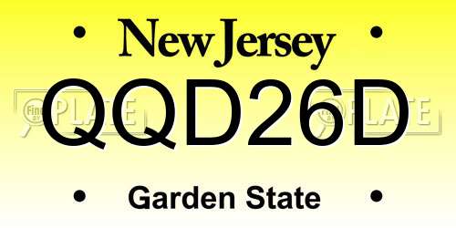 QQD26D New Jersey License Plate