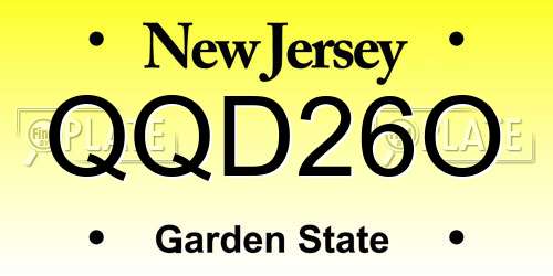 QQD26O New Jersey License Plate