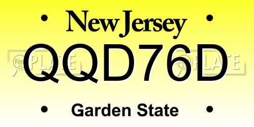 QQD76D New Jersey License Plate