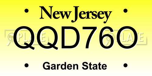 QQD76O New Jersey License Plate