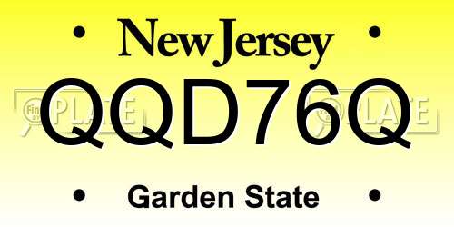 QQD76Q New Jersey License Plate