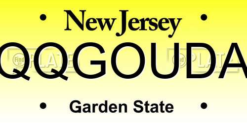 QQGOUDA New Jersey License Plate
