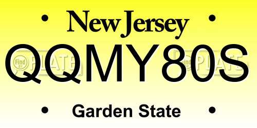 QQMY80S New Jersey License Plate