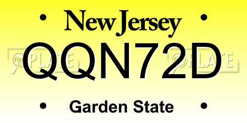 QQN72D New Jersey License Plate