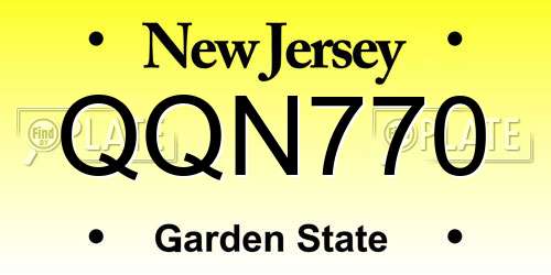 QQN770 New Jersey License Plate