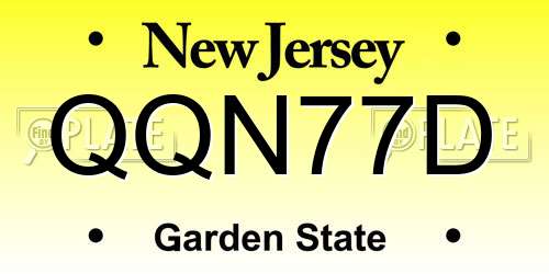 QQN77D New Jersey License Plate