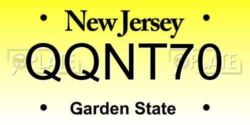 QQNT70 New Jersey License Plate