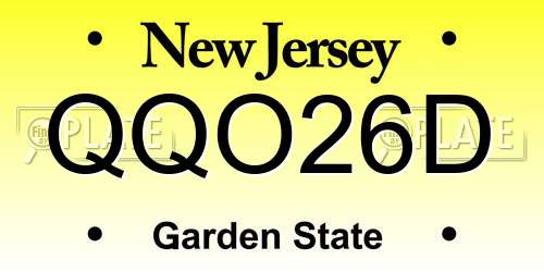 QQO26D New Jersey License Plate