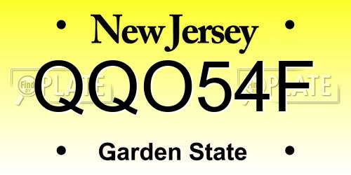 QQO54F New Jersey License Plate