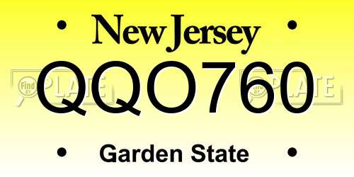 QQO760 New Jersey License Plate
