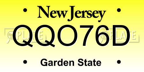 QQO76D New Jersey License Plate