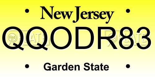 QQODR83 New Jersey License Plate