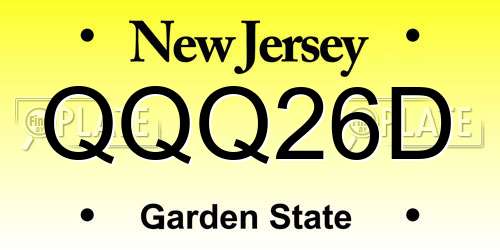 QQQ26D New Jersey License Plate