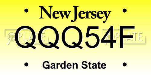 QQQ54F New Jersey License Plate