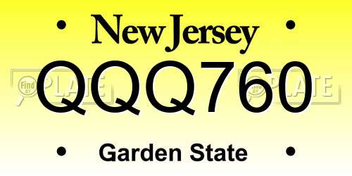 QQQ760 New Jersey License Plate