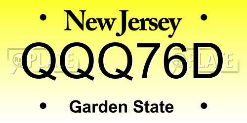 QQQ76D New Jersey License Plate