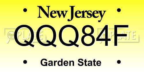 QQQ84F New Jersey License Plate